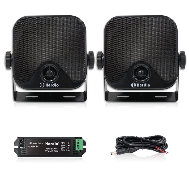 Herdio 4 Inches Heavy Duty Waterproof Boat Marine Bluetooth Speakers Surface Mounted for Camper Skid Steer ATV UTV RZR Golf Cart Tractor - Image 1
